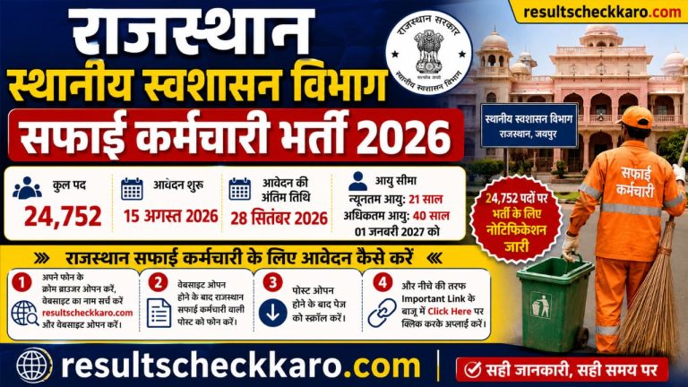 Rajasthan Safai Karmchari Bharti 2026: 24,752 Padon Par Aavedan Shuru, Aise Karein Apply