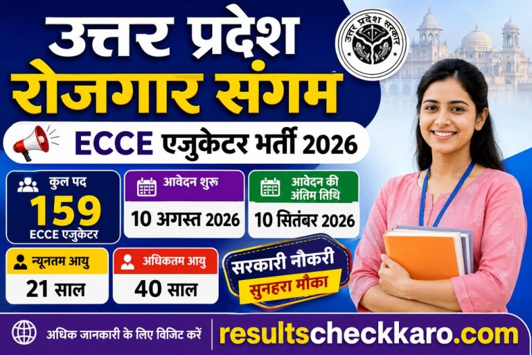 UP Rojgar Sangam Bharti 2026: Bijnor Mein 159 ECCE Educator Posts, 10 September Tak Apply